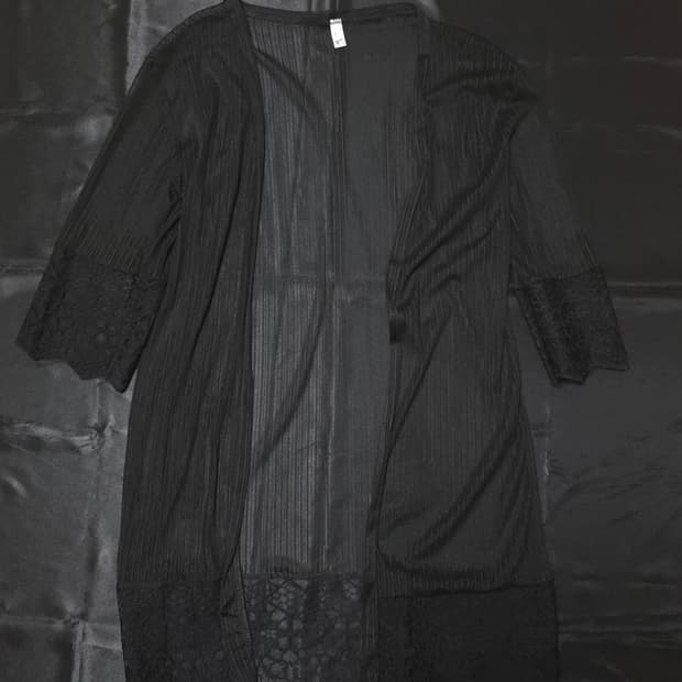 롱 시스루 로브 가디건