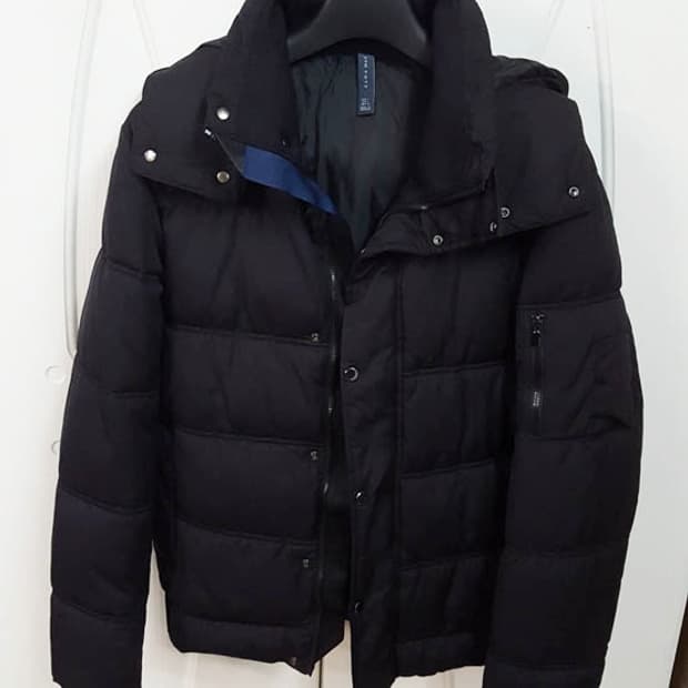 자라 남성 후드 패딩 자켓 블랙 100