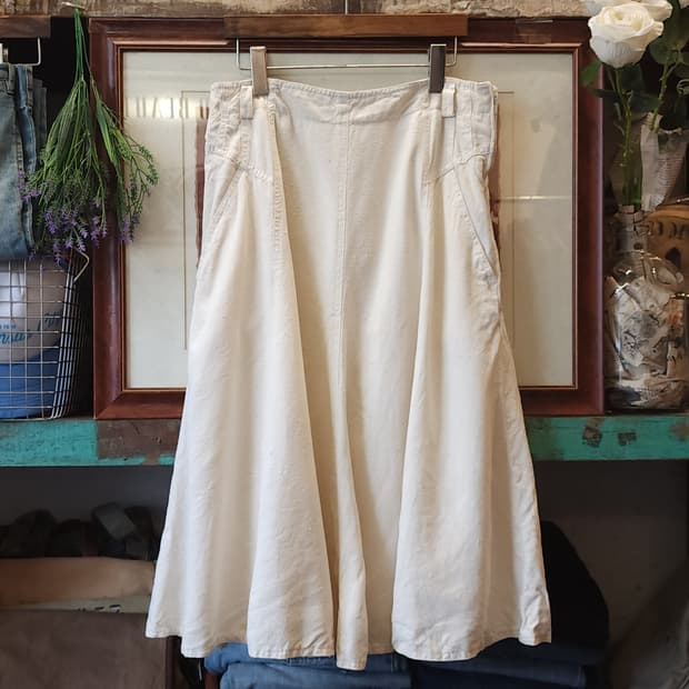 90s 유럽빈티지 롱 스커트 로맨틱 화이트 100%실크 mura