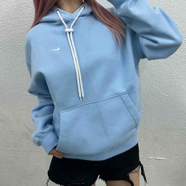 나이키 NRG 화이트 스우시 스카이블루 후드 S