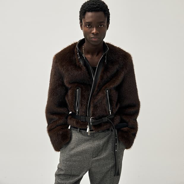 노이어 샤기 퍼 크롭 레더 자켓 (50)