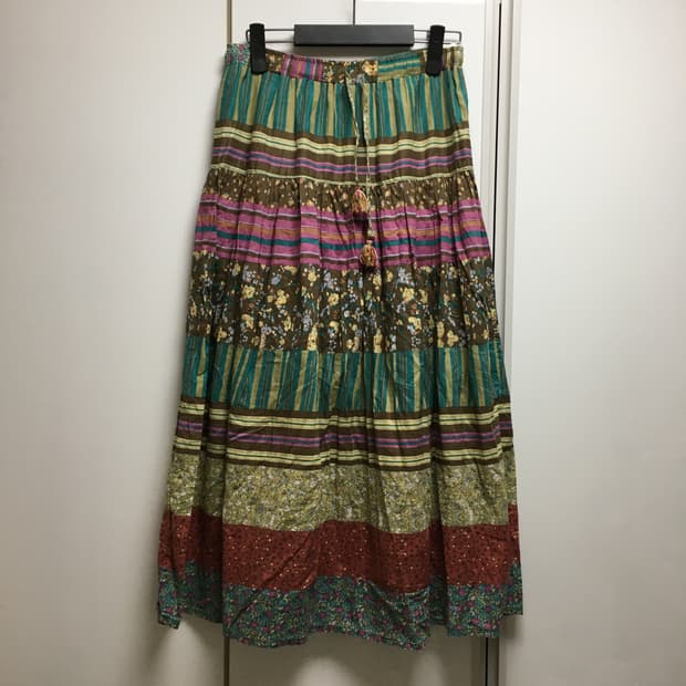 일본 빈티지 롱스커트 모리걸 하구미 히피 지구네