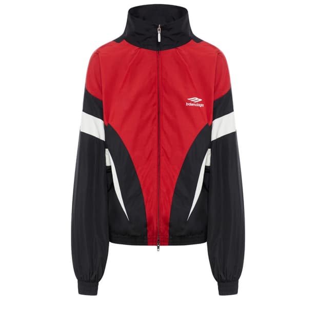 [S] 발렌시아가 3B 스포츠 아이콘 오프 숄더 트랙슈트 자켓 블랙 레드