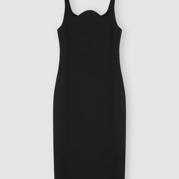 렉토 시그니처 커브드넥 슬리브리스 물결 드레스 원피스