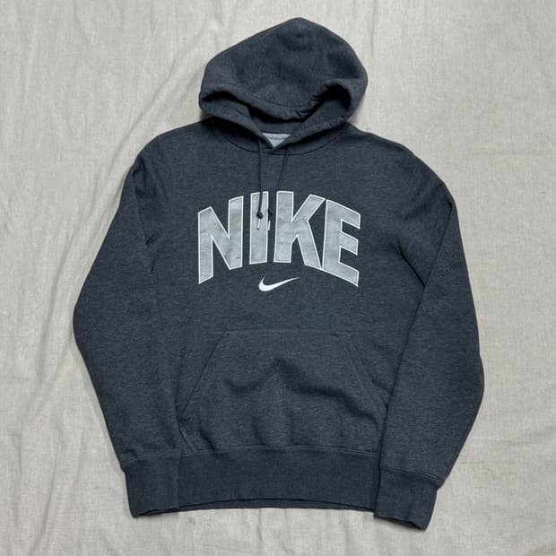 나이키 해외판 실버 빅로고 차콜후드 S