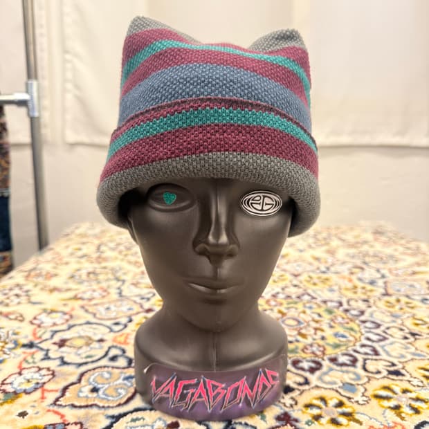 빈티지 스트라이프 뿔비니 