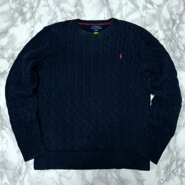 폴로 랄프로렌 꽈배기 니트 딥네이비