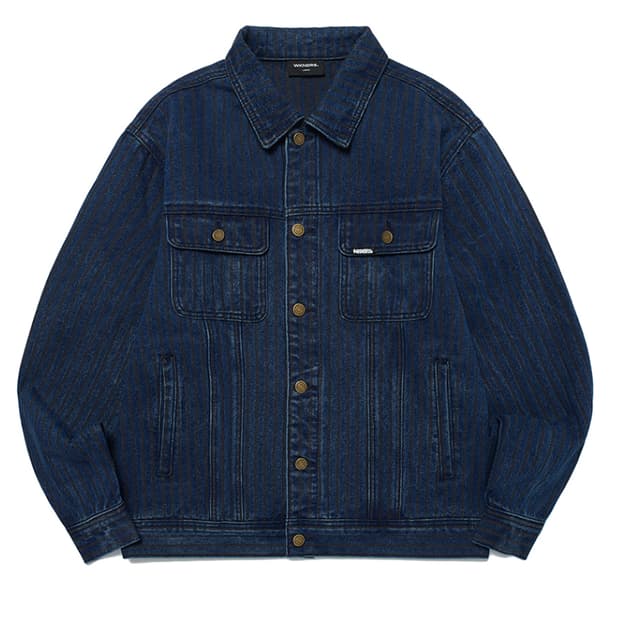 위캔더스 스트라이프 데님 트러커 자켓