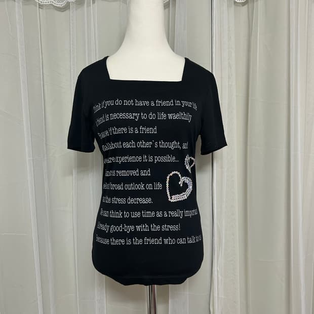 빈티지 레터링 스펭글 디테일 로걀탑 Y2K