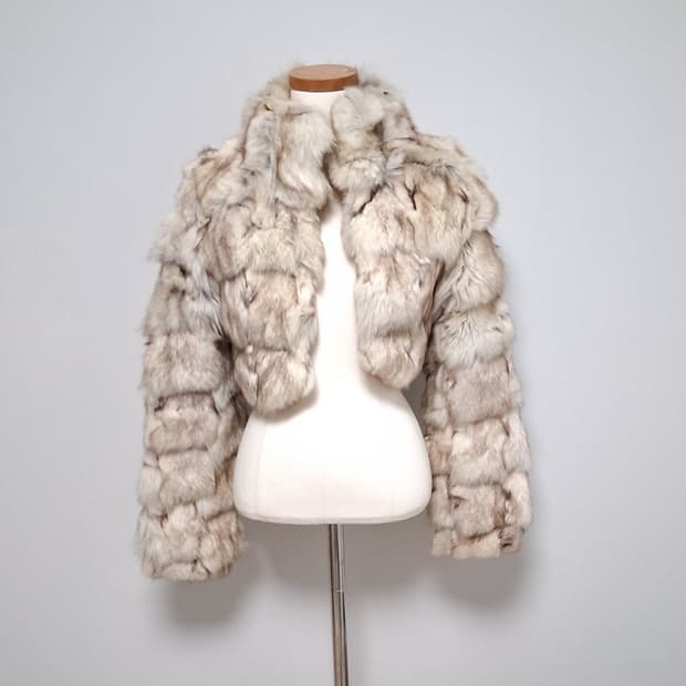 리얼 폭스퍼 크롭 자켓