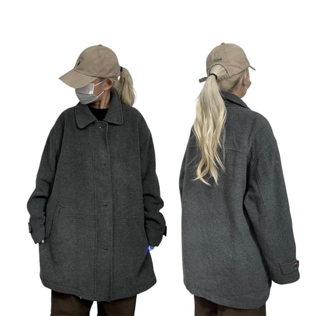 런던 포그 차콜 울 모직 싱글 코트 105