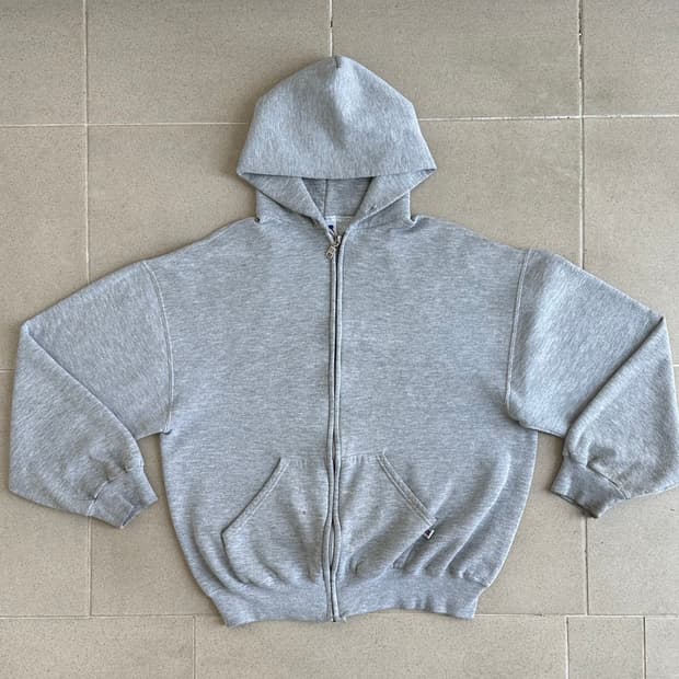 90s 빈티지 러셀 후드집업 그레이 L