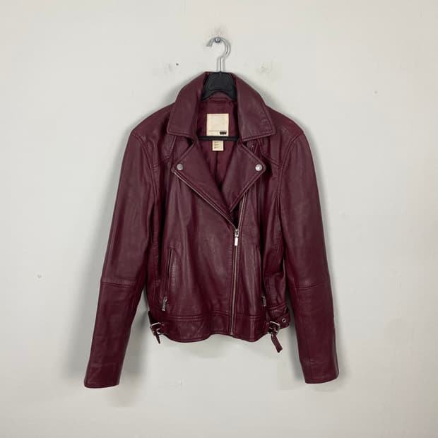리바이스 버건디 가죽자켓 바이커 자켓 M