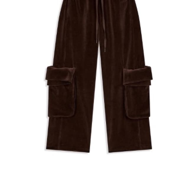 OPEN YY PROLLED WAIST VELOUR CARGO PANTS