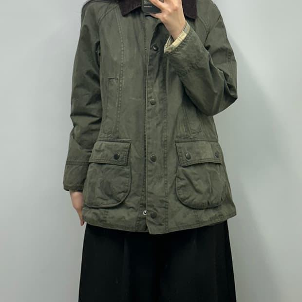 바버 코듀로이 카라 비데일 왁스 자켓 