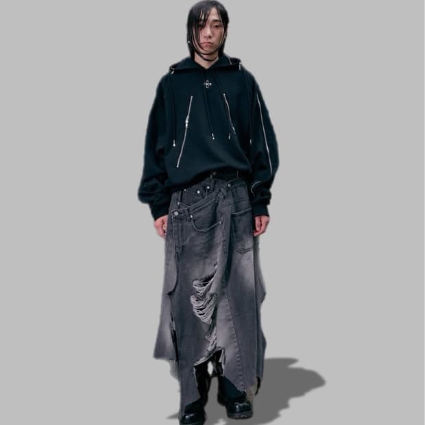 써저리 25ss 멀티 지퍼 해채주의 집업 후디