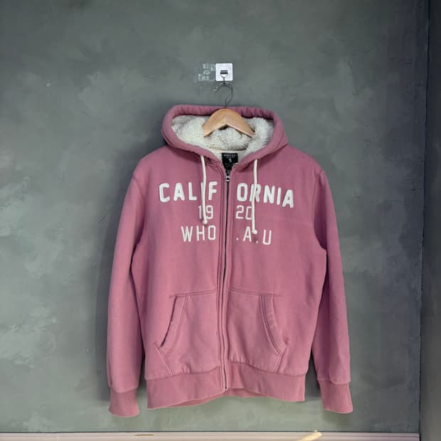 후아유 양털 후드집업 핑크