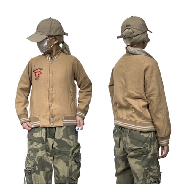 일본 빈티지 베이지 바시티 자켓