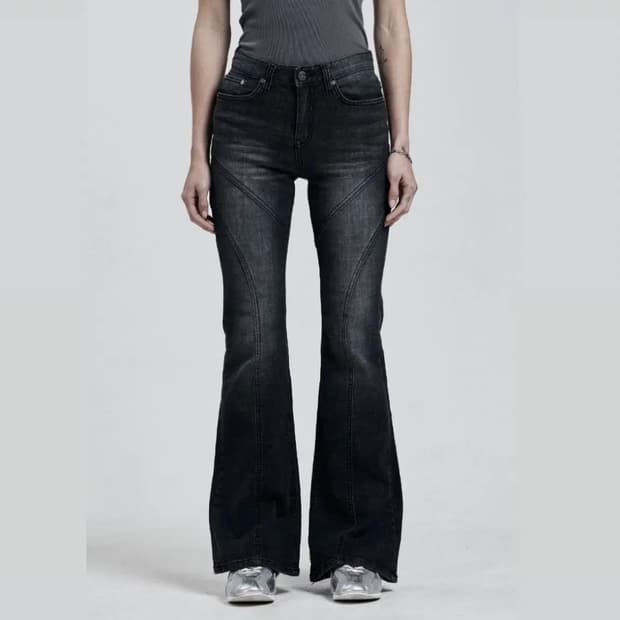 택o)시너진 라인 워싱 데님 팬츠 블랙 M