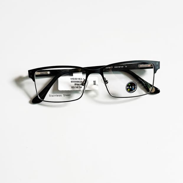 MAUI 블랙 슬림 스퀘어 메탈 프레임 빈티지 안경