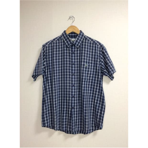 라코스테 네이비 체크 반팔 셔츠