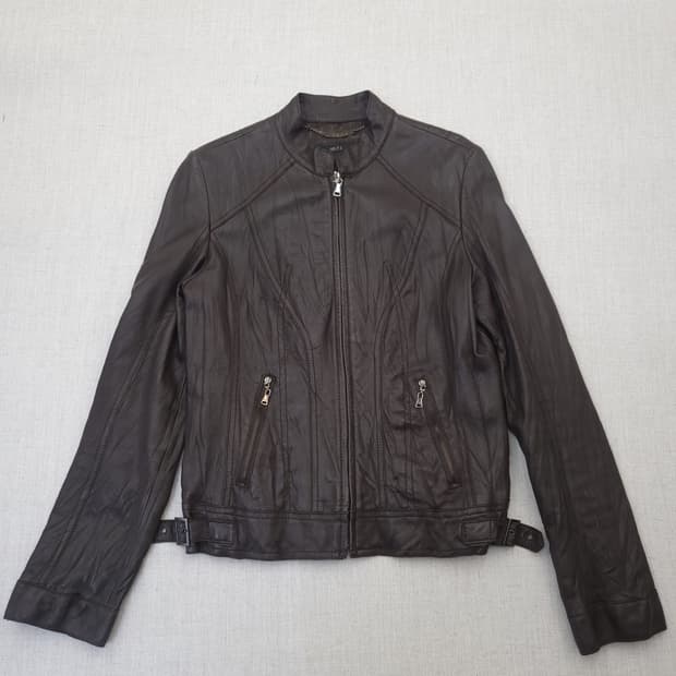 브라운 레더 자켓 여성용 s