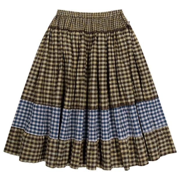 코이세이오 모리 체크 스커트 브라운