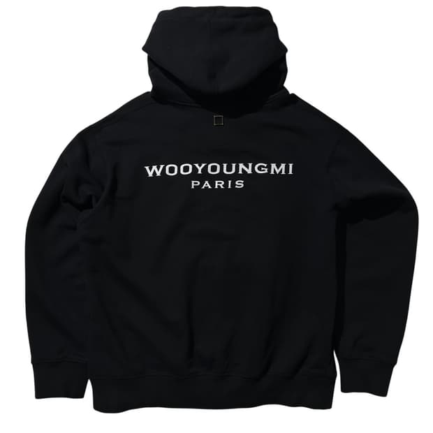 우영미 백로고 후드 블랙