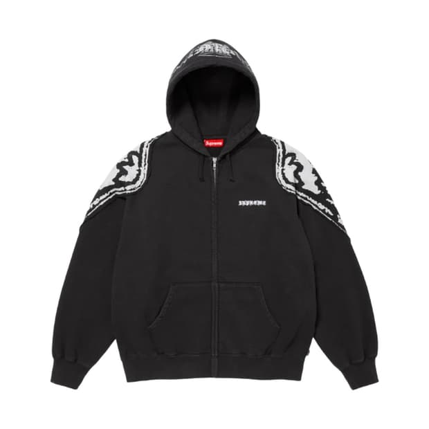 슈프림 윙스 집업 후드 스웨트셔츠 블랙 25FW