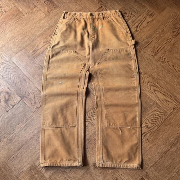 [30]칼하트 Made in USA 더티워싱 브라운 더블니 워크 팬츠