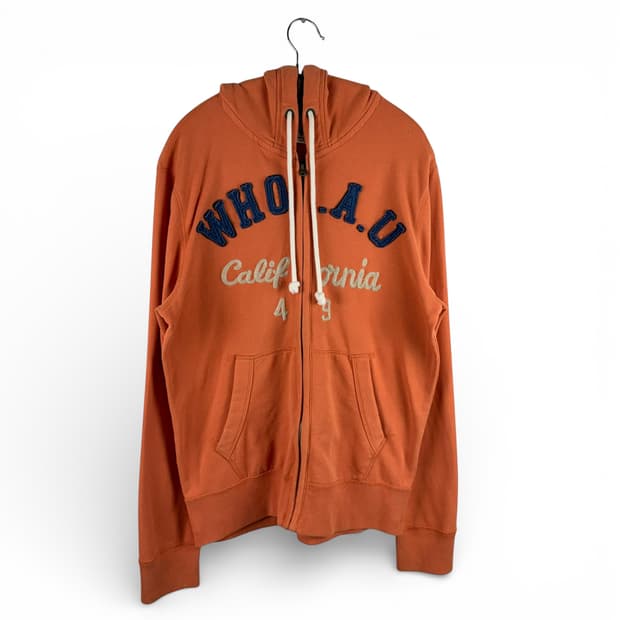 (L) 후아유 패치로고 후드집업 오렌지