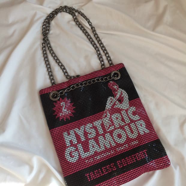 히스테릭 글래머 히스걸 체인 메탈 비즈 크로스 백 숄더 백 