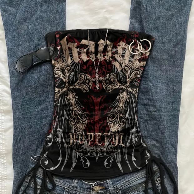 펑크 프린팅 탱크탑 