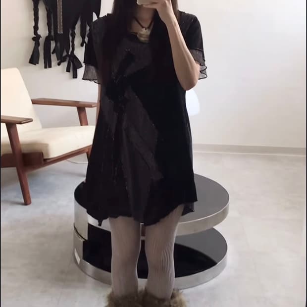 ( 갸루 오리엔탈) 일본 빈티지 글리터 반팔 탑