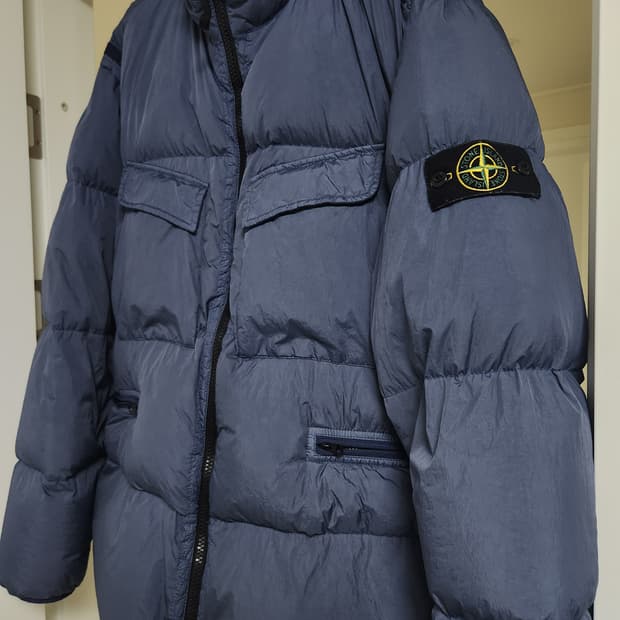 스톤아일랜드 크링클랩스 패딩 블루 3xl