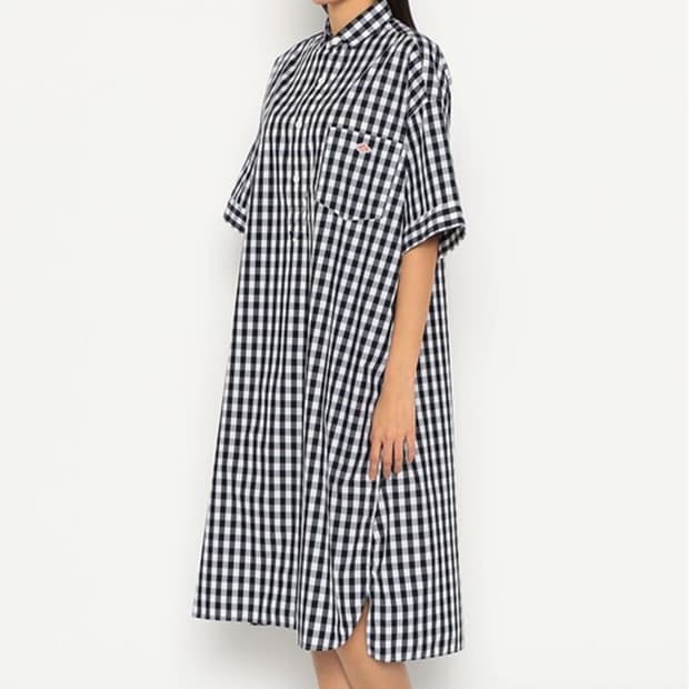 삼성물산 단톤 체크 셔츠 롱 반팔 원피스 오버루즈 거의새것 사랑봉봉