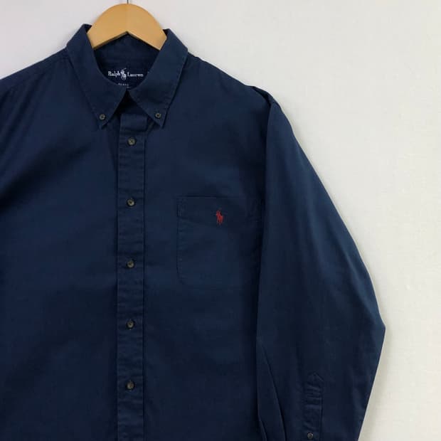 XL 폴로 네이비 솔리드코튼 셔츠