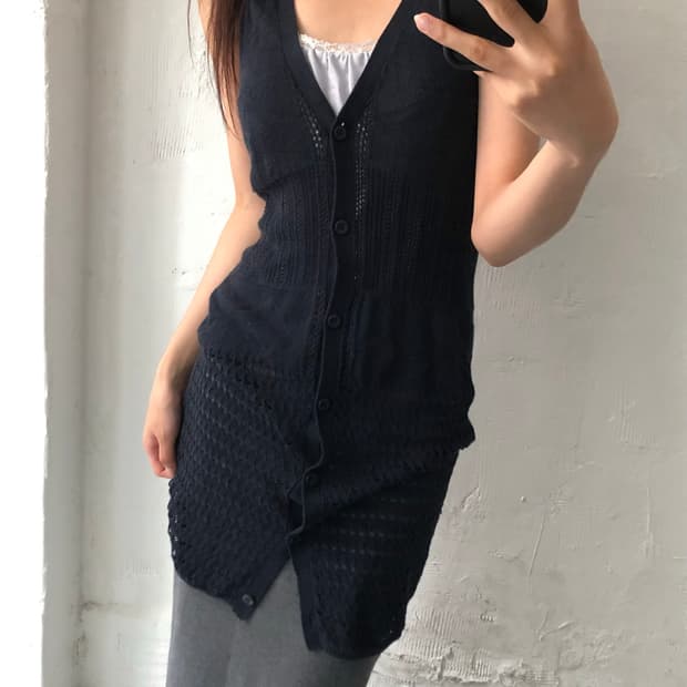 Armani Exchange 아르마니 익스체인지 네이비 크로쉐 니트 원피