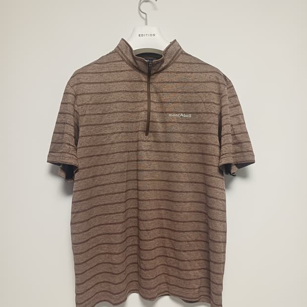 [105/XL] 몽벨 남성 하프집업 반팔 티셔츠 (다크베이지)
