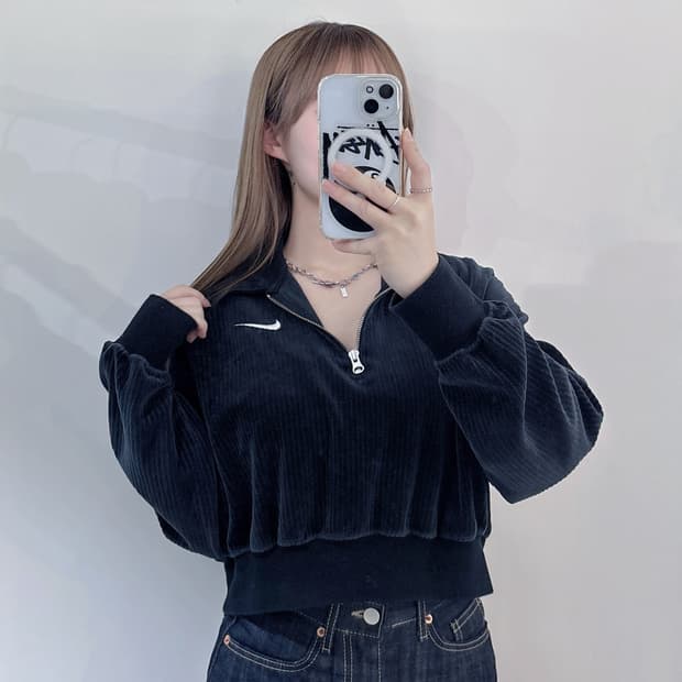 나이키 스우시 크롭 반집업