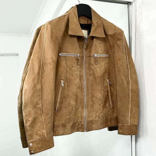 Licorice 돈피 스웨이드 바이커 자켓