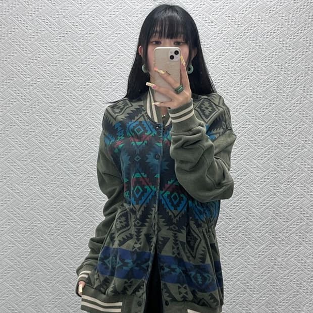 데님 앤 서플라이 랄프로렌 히피 인디언패턴 바시티자켓 XL C13980