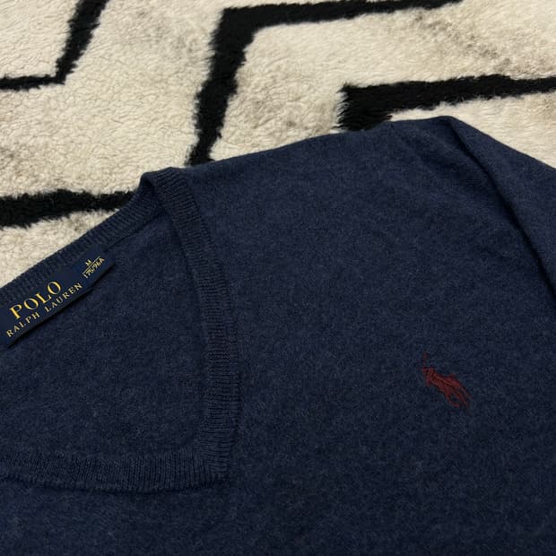 [M]폴로랄프로렌 V넥 울 니트/네이비블루
