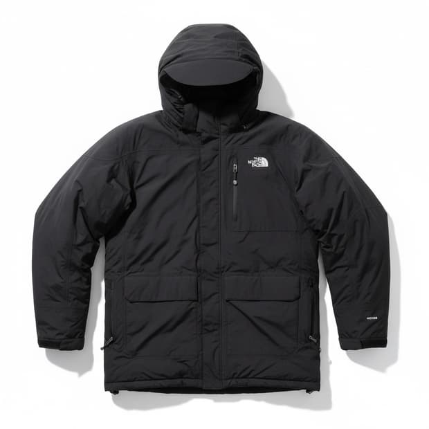 노스페이스 후드 방한 자켓 블랙 L