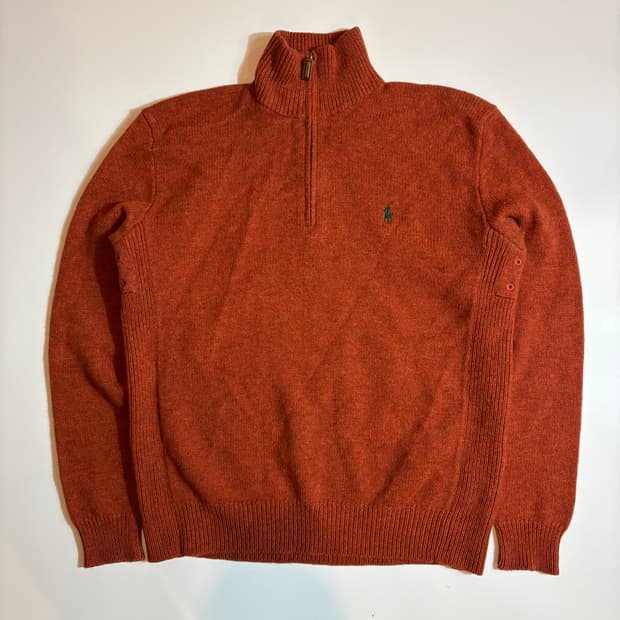 폴로 랄프로렌 하프집업 오렌지 니트 스웨터
