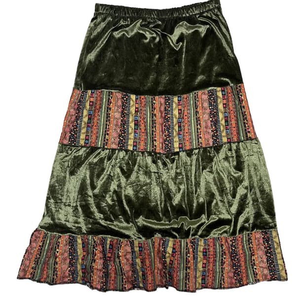 Velvet ethnic banding skirt