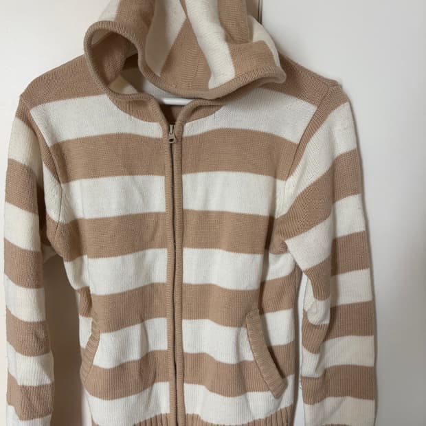 라떼갸루 스트라이프 빈티지 후드집업 