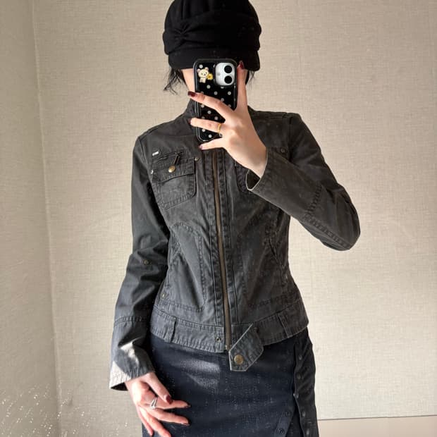 빈티지 그레이 넥버튼 자켓