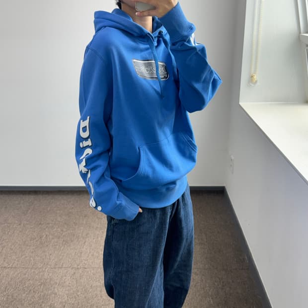 Dickies 디키즈 사이드 로고 블루 후드티 