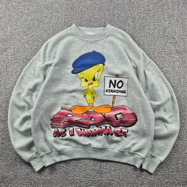 90's USA 루니툰즈 트위티 버드 맨투맨 스웻 셔츠 (L)/10814